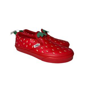 NEW! Vans Strawberry Berry Classic Slip On Red Off the Wall Shoes Girl's Size 3